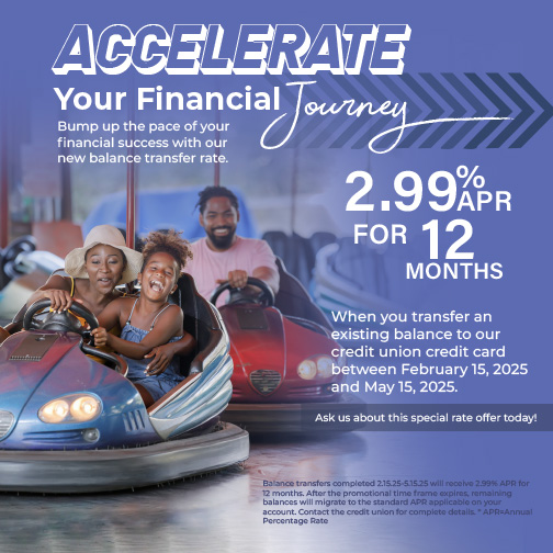 2.99% APR for 12 months banlacne transfer special rate. Please call 773-881-2500 for details.